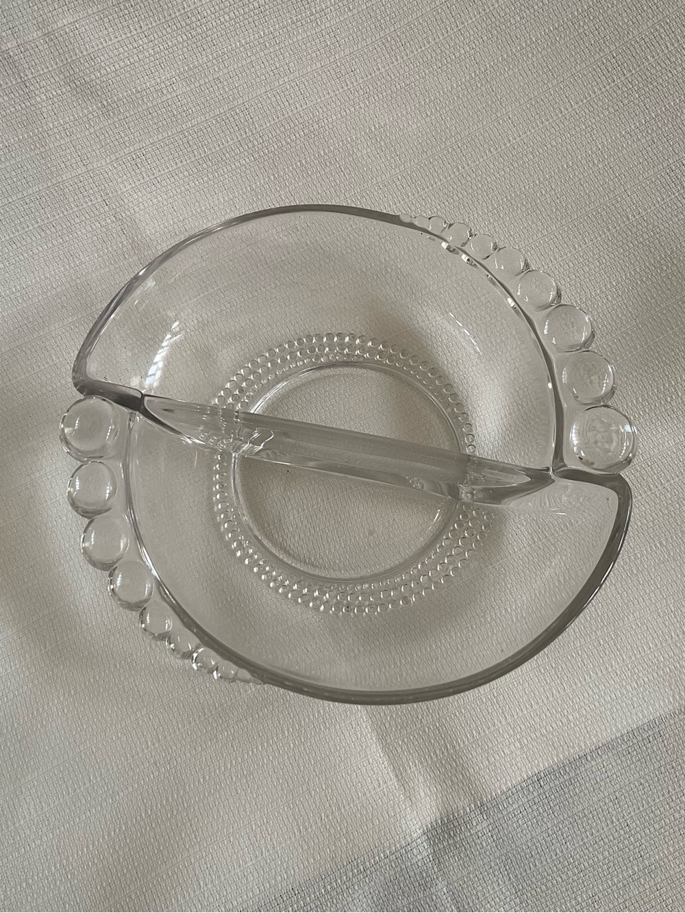 VINTAGE DUNCAN and MILLER Teardrop Clear Divided Relish Dish